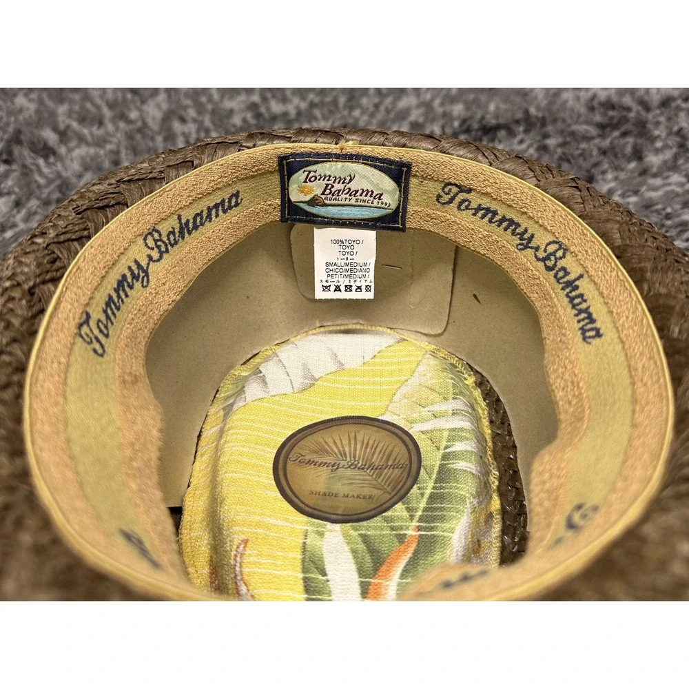 Tommy Bahama Fedora Hat Small Medium Brown Toyo Straw Woven Sun Beach Resort